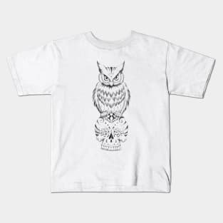 owl and sugar skull Kids T-Shirt